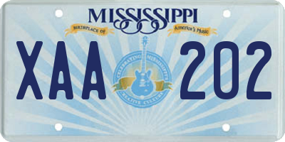 MS license plate XAA202