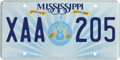 MS license plate XAA205