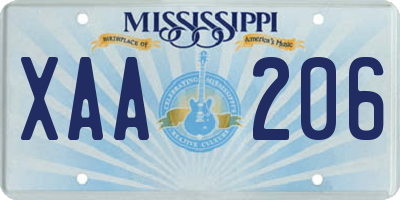 MS license plate XAA206