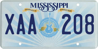 MS license plate XAA208