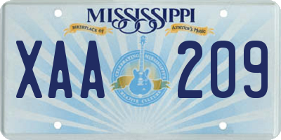 MS license plate XAA209