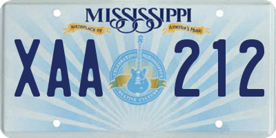 MS license plate XAA212