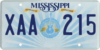 MS license plate XAA215
