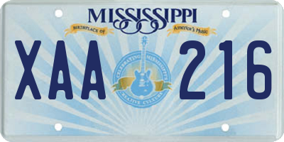 MS license plate XAA216