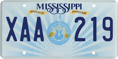 MS license plate XAA219