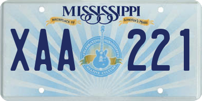 MS license plate XAA221