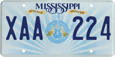 MS license plate XAA224