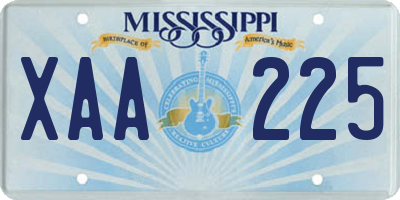 MS license plate XAA225