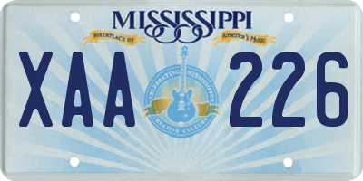 MS license plate XAA226