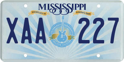 MS license plate XAA227