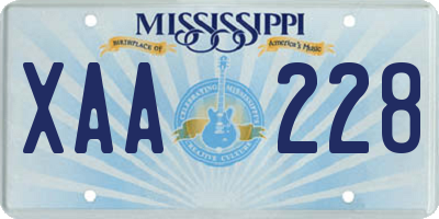 MS license plate XAA228