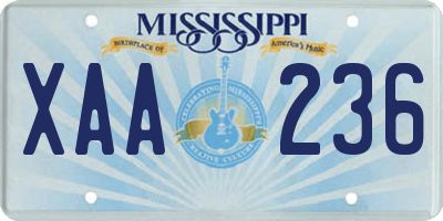 MS license plate XAA236