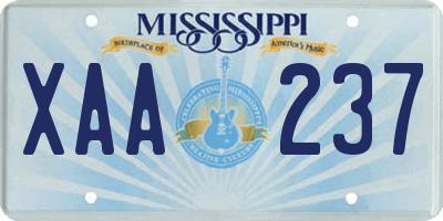 MS license plate XAA237