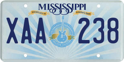 MS license plate XAA238