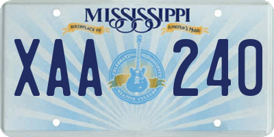 MS license plate XAA240