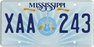 MS license plate XAA243