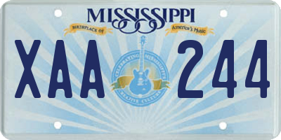 MS license plate XAA244