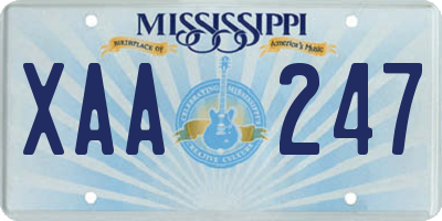 MS license plate XAA247