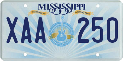 MS license plate XAA250