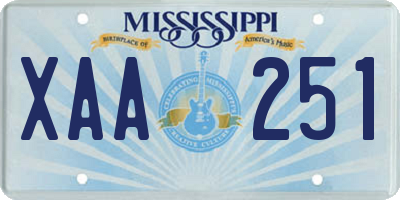 MS license plate XAA251