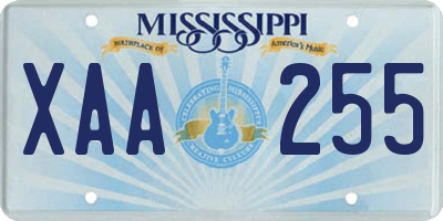 MS license plate XAA255