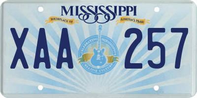 MS license plate XAA257