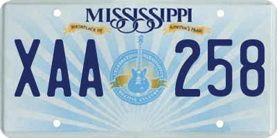 MS license plate XAA258