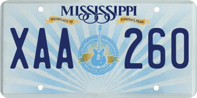 MS license plate XAA260
