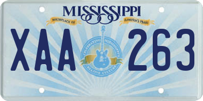 MS license plate XAA263
