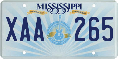 MS license plate XAA265