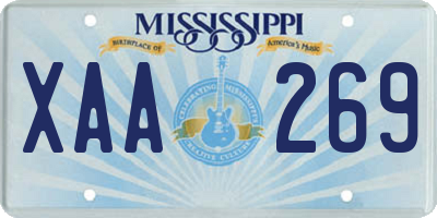 MS license plate XAA269