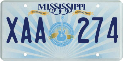 MS license plate XAA274