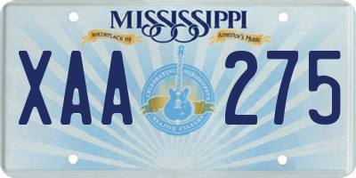 MS license plate XAA275
