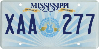 MS license plate XAA277