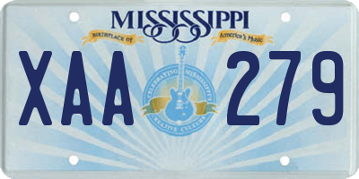 MS license plate XAA279