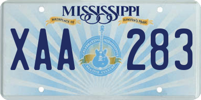 MS license plate XAA283