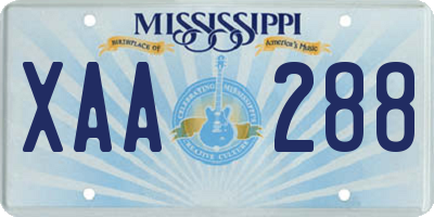 MS license plate XAA288
