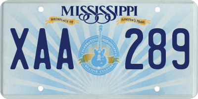MS license plate XAA289