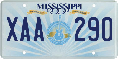 MS license plate XAA290