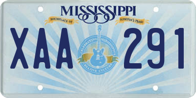 MS license plate XAA291
