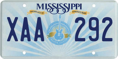 MS license plate XAA292