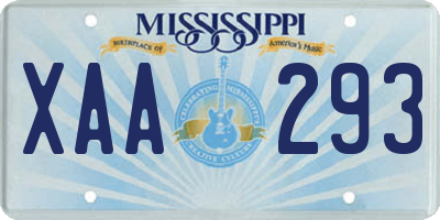 MS license plate XAA293