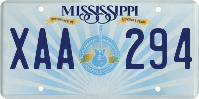 MS license plate XAA294