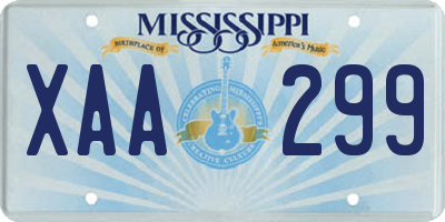 MS license plate XAA299