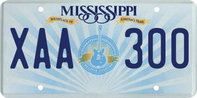 MS license plate XAA300