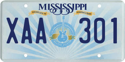 MS license plate XAA301