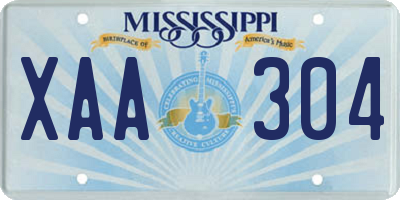 MS license plate XAA304