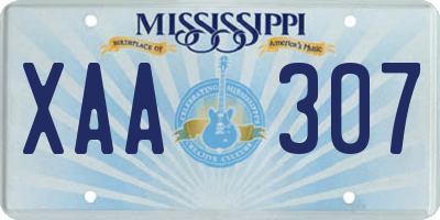 MS license plate XAA307
