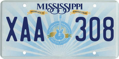 MS license plate XAA308