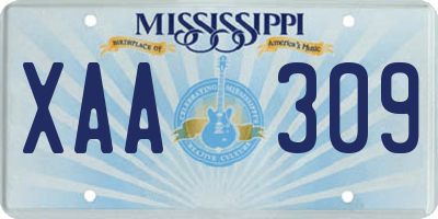 MS license plate XAA309